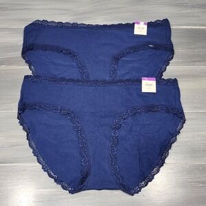 Jenni Intimates Hipster Panties Underwear Navy Blue Lace‎ Trim XX Large